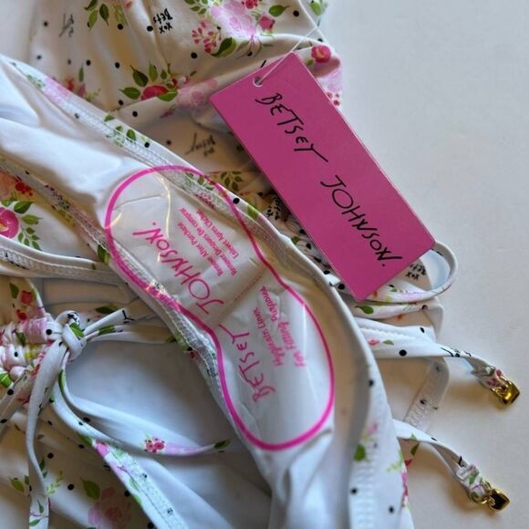 Betsey Johnson Polkadot Bouquet One Piece V-Neck Swimsuit - Picture 8 of 8